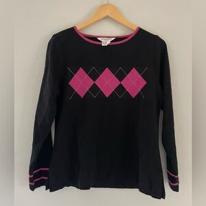 Misook Black and Pink/Purple Knit Sweater